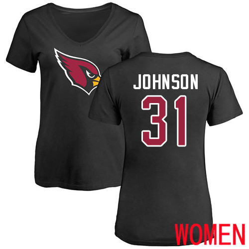 Arizona Cardinals Black Women David Johnson Name And Number Logo NFL Football #31 T Shirt->nfl t-shirts->Sports Accessory